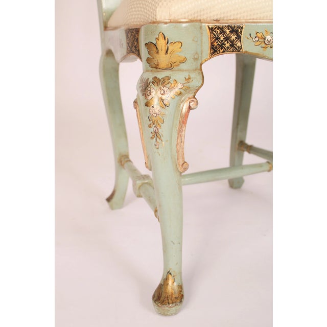 Celadon Set of 4 Queen Anne Style Chinoiserie Decorated Side Chairs For Sale - Image 8 of 12