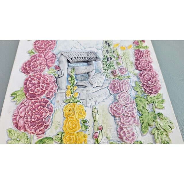 Ceramic Tile with Mallow Flowers, Sweden, 1980s For Sale - Image 3 of 10