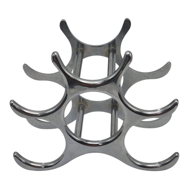 Metal Late 20th Century Eichholtz Alboran Attributed Style Polished Aluminum Six Bottle Modern Wine Rack For Sale - Image 7 of 7