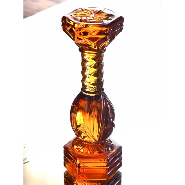 Saint-louis crystal works. totem (subject), "flora and pomona." figurative representation, in solid molded-pressed...