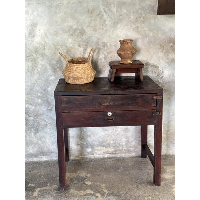 Vintage Indonesian Teak Workshop Cabinet with Two Drawers, 1930s For Sale - Image 14 of 18