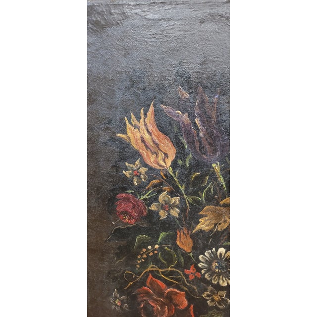 Beautiful Antique Old World Style Painting of Flowers For Sale In Philadelphia - Image 6 of 11