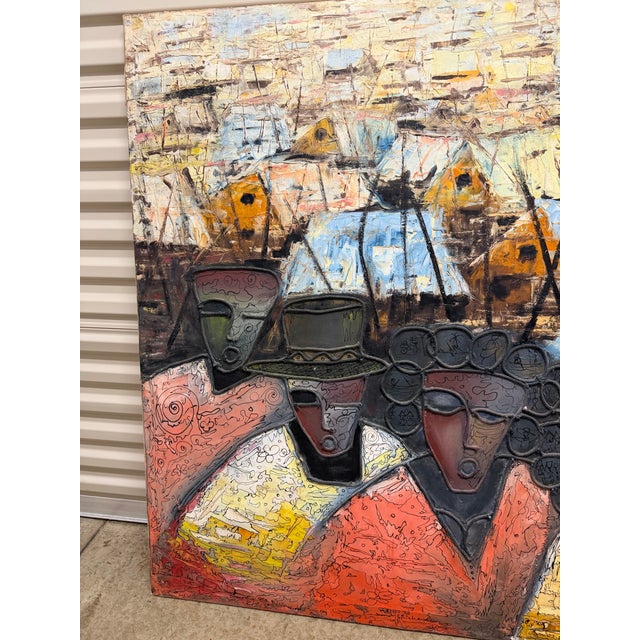 Folk Art 1970s Dandy Osa Richard Signed Folk Art Acrylic Painting Listed Artist 48x59 For Sale - Image 3 of 7