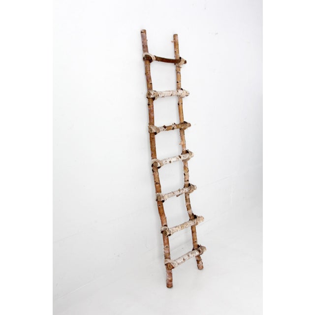 Vintage Rustic Birch Ladder For Sale - Image 6 of 12