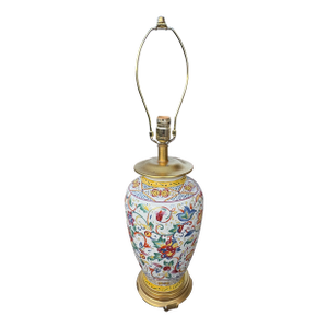1970s Frederick Cooper Lamp With Hand Painted Asian Design