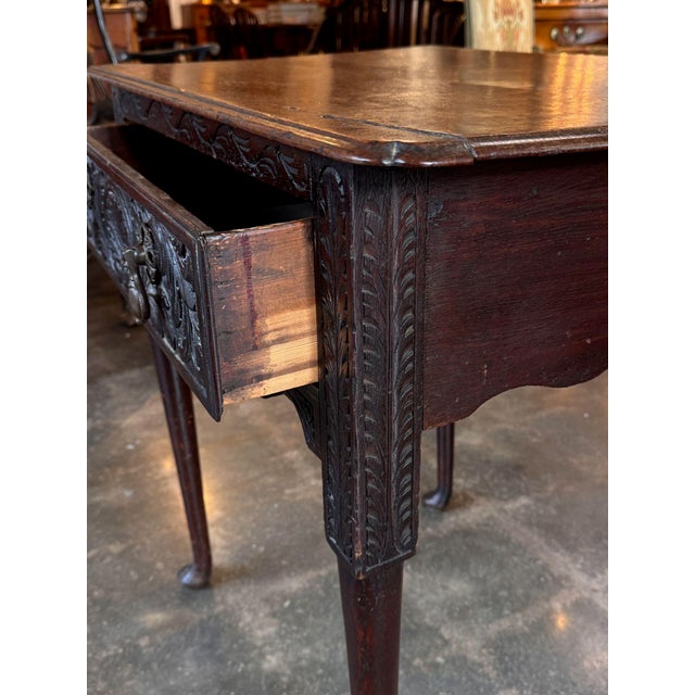 Wood Example: 18th Century Carved English Side Table With Shell and Acanthus Drawer For Sale - Image 7 of 10