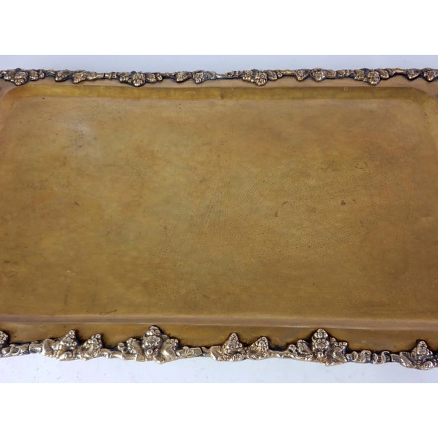 Large Footed Brass Service Tray for Bar or Table For Sale - Image 9 of 10