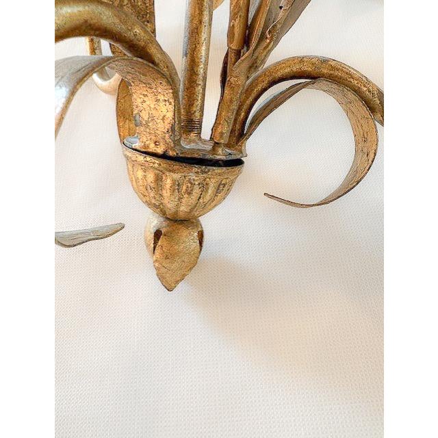Early 20th Century Gold, Painted Floral 3-Light Chandelier For Sale In New York - Image 6 of 6