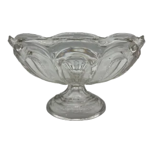 Antique Pressed Flint Glass Compote, "Yuma Loop or Seneca Loop", Circa 1850's