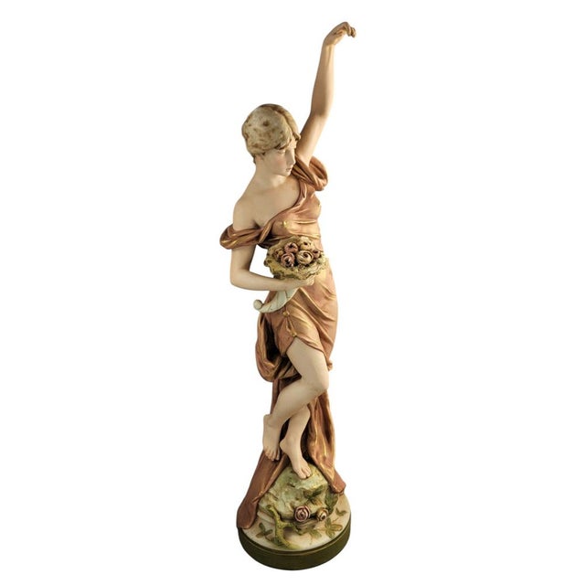 Graceful Maiden Porcelain Sculpture from Royal Dux, Early 20th Century For Sale - Image 6 of 10
