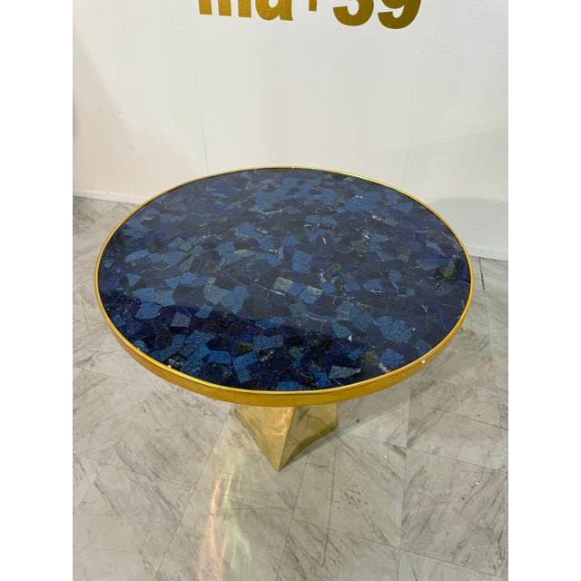 1990s Lapis Lazuli and Bronze Pedestal Table by Fonderia Artistica Ruocco For Sale - Image 11 of 11