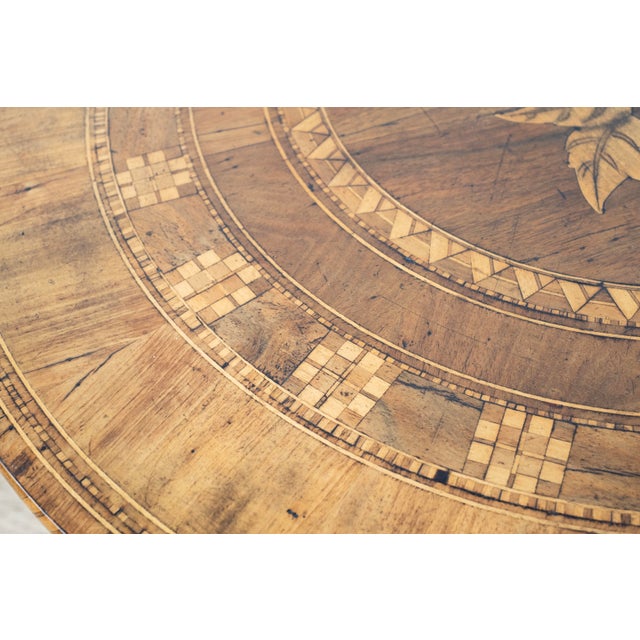 Late 19th Century Antique Pedestal Table With Marquetry Top For Sale - Image 5 of 10