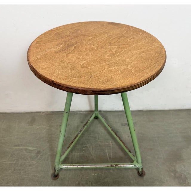 Industrial Green Workshop Stool, 1960s For Sale - Image 11 of 15