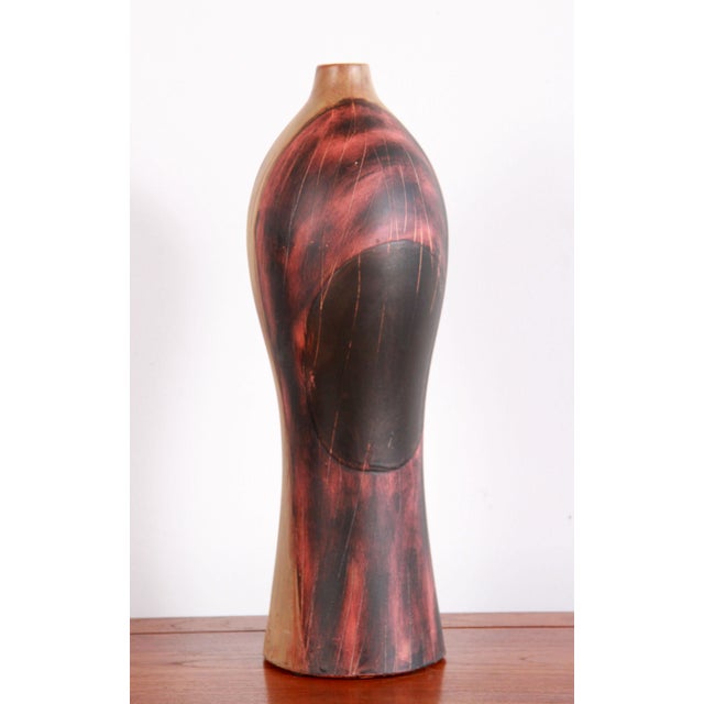 Tall Black Red Contemporary Art Pottery Vase Chairish