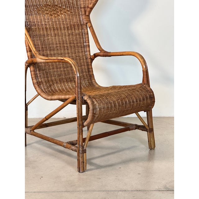 Wicker and Bamboo Armchair, 1970s For Sale - Image 14 of 18