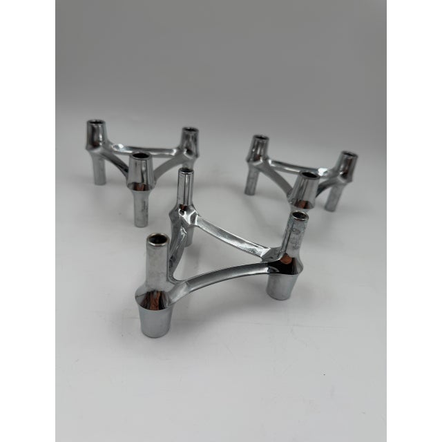 Metal Mid-Century Modern Candleholders in Metal from Stoff Nagel, 1950s, Set of 3 For Sale - Image 7 of 14