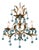 Vintage French Turquoise Crystal and Tolewear Chandelier, 1920 For Sale