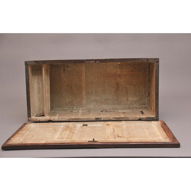 Brown Antique Oak Coffer, 1720 For Sale - Image 8 of 10