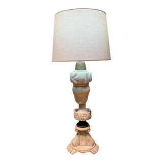 Hollywood Regency Hand-Carved Italian Alabaster or Marble Table Lamp For Sale