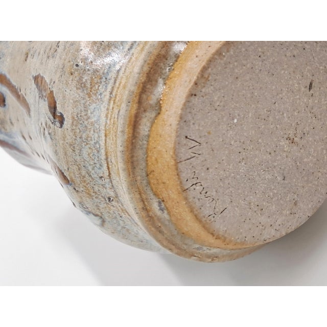 Vintage Hand-Thrown Signed Studio Brown Drip Vase With Iridescent Speckled Glaze For Sale - Image 9 of 10