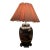 Vintage Chinoiserie Black Porcelain Ginger Jar Floral Table Lamp With Shade For Sale