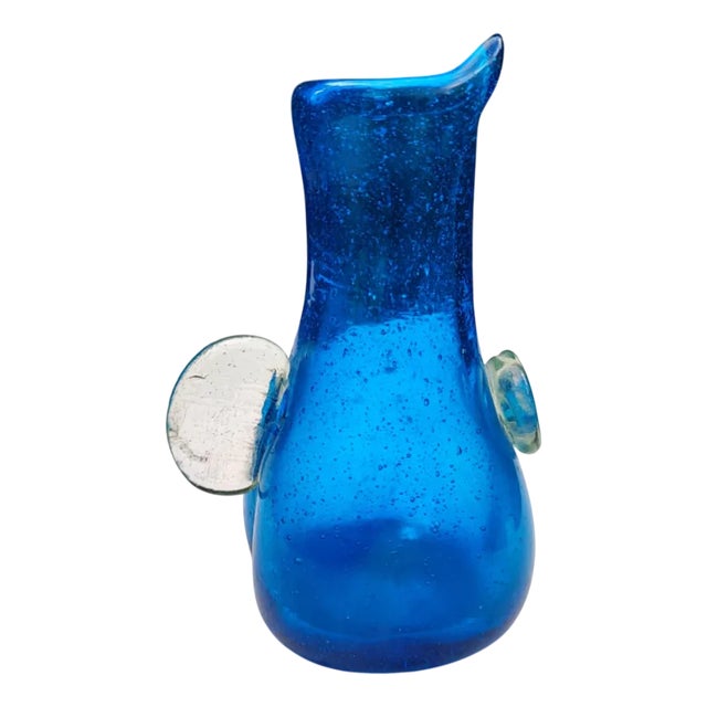 Vintage Blue Glass Vase, 1960s For Sale