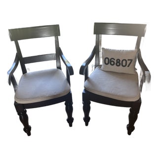 Pottery Barn Solid Mahogany Montego Arm Chairs For Sale