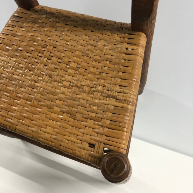 Antique Shaker Style Oak Child’s Chair With Rush Seat. For Sale - Image 10 of 12