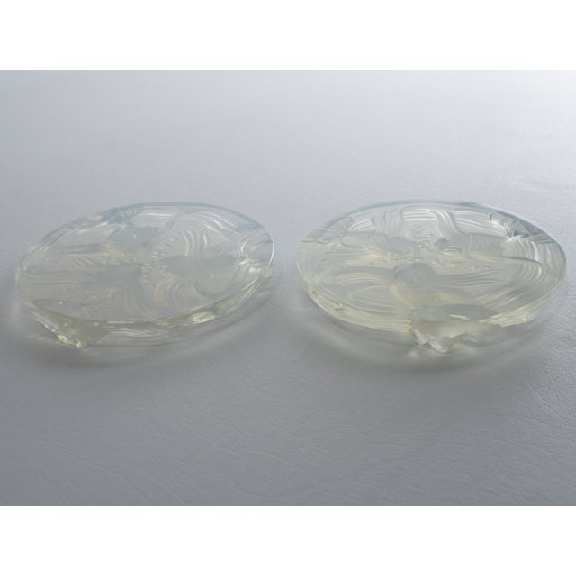 Verlys France Art Deco Opalescent Glass Wine Coasters with Fish Decor, 2 pieces For Sale - Image 13 of 16