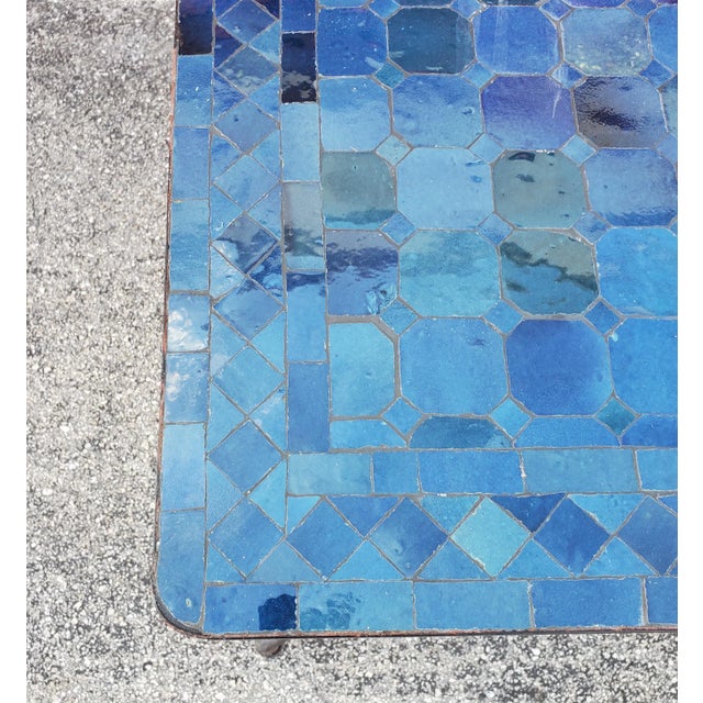 2020s 48" Rectangular Moroccan Mosaic Table in Petrol Blue For Sale - Image 5 of 8