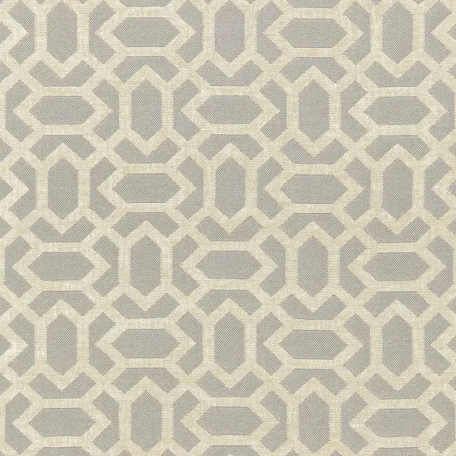 Sample - Schumacher San Remo Fret Fabric in Dove Grey For Sale