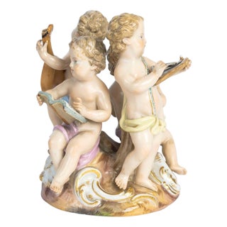 Small Meissen Porcelain Group, Allegory of the Arts, 19th Century, Napoleon Iii. For Sale
