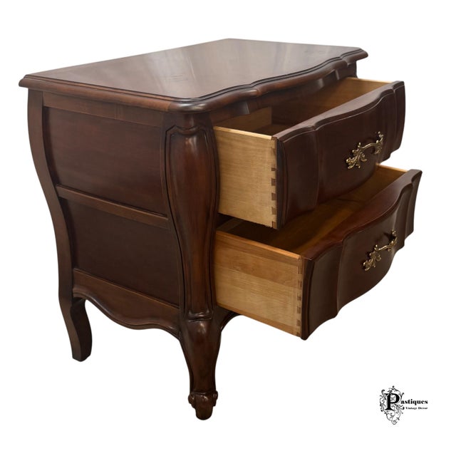 Wood Vintage White Furniture French Provincial Style Mahogany Nightstand For Sale - Image 7 of 10