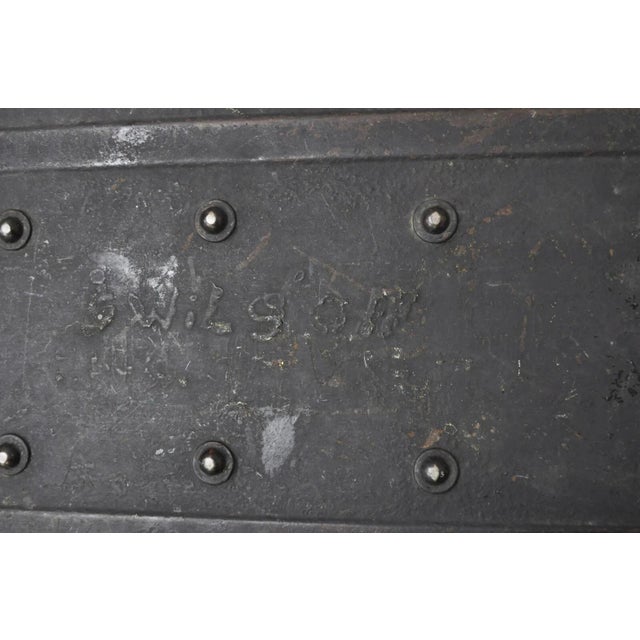 Antique Art Deco Steel Metal Military Weapons Black Storage Travel Trunk For Sale - Image 9 of 12