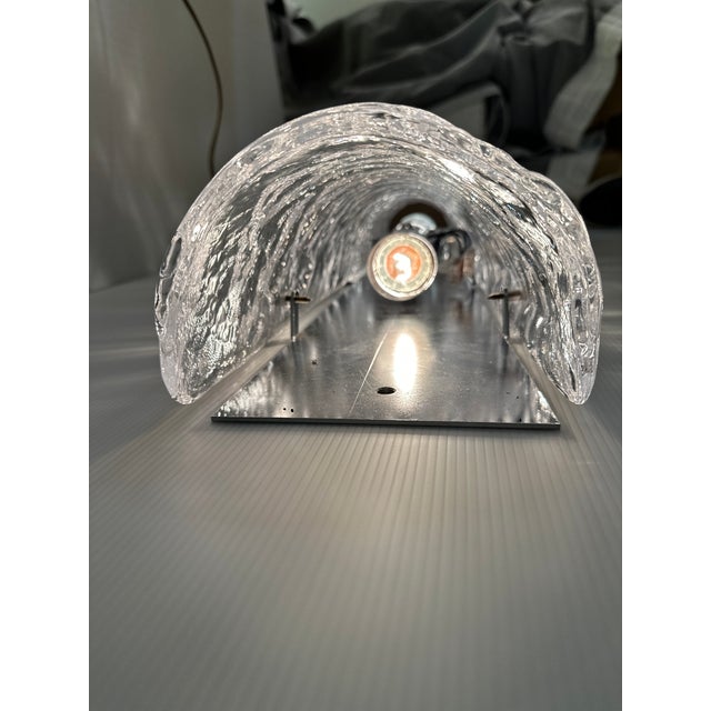 Metal Set of Two Italian Transparent Hammered Murano Style Glass Wall Sconces For Sale - Image 7 of 9