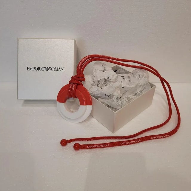White and Red Necklace from Emporio Armani, Italy For Sale - Image 15 of 18