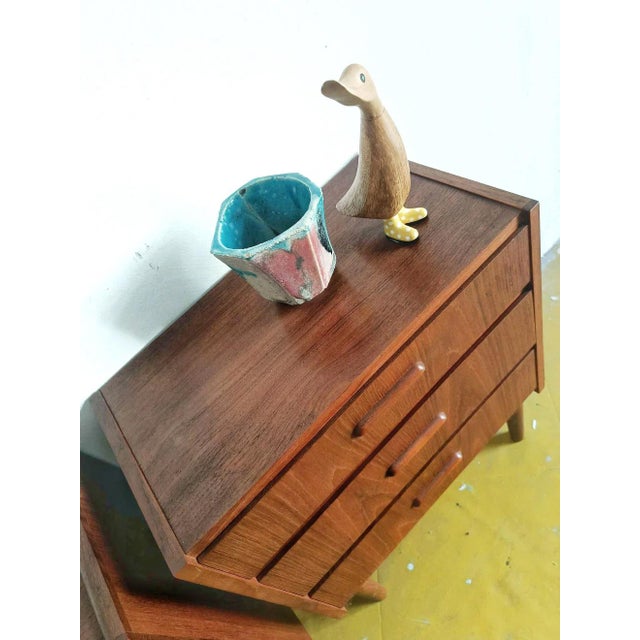 Brown Vintage Danish Bedside Tables, 1950s, Set of 2 For Sale - Image 8 of 10