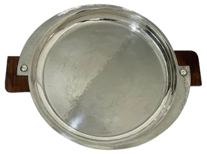Art Deco Sterling Silver Round Serving Tray in Hanau Silver, 1934