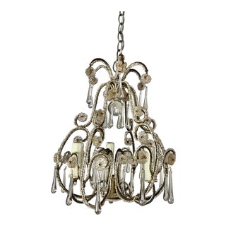 French Crystal Beaded Chandelier C. 1930s For Sale