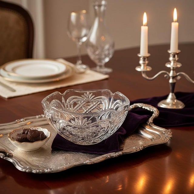 Transparent Vintage Contemporary Fostoria Crystal Pineapple Criss Cross Fan Bowl For Sale - Image 8 of 8