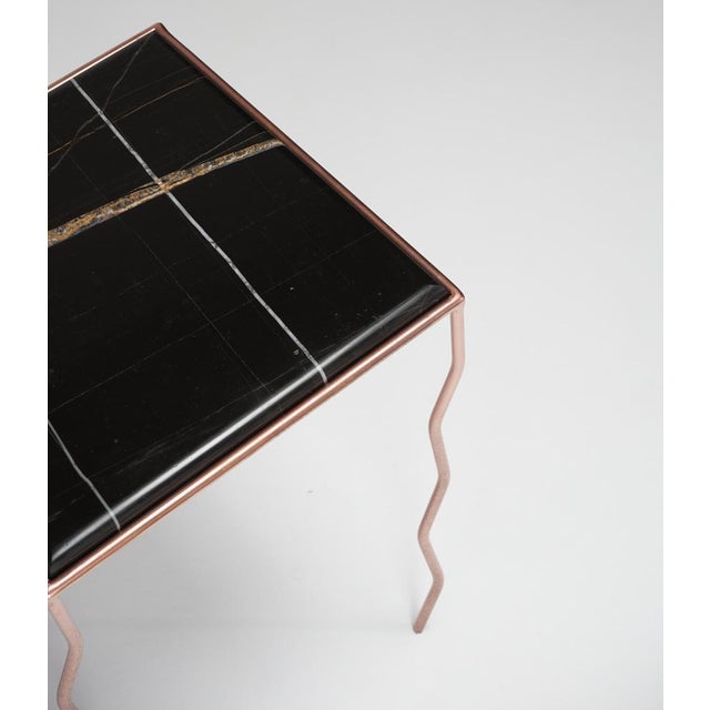 Metal Forma Prima Brushed Black Marble and Copper Coffee Table by Nicola Di Froscia For Sale - Image 7 of 12