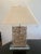 Balinese Carved Panel Table Lamp in Lucite Frame With Brass Hardware For Sale - Image 9 of 9
