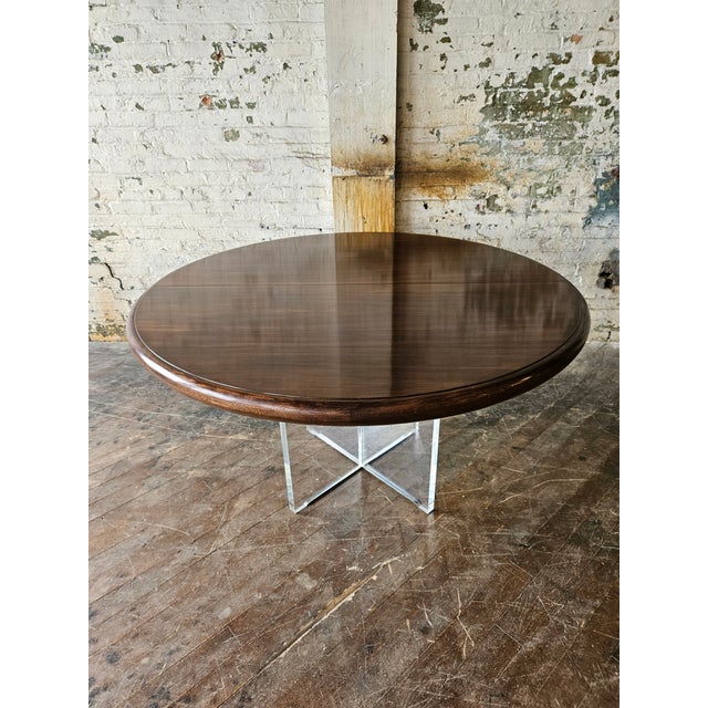 Mid 20th Century Vladimir Kagan Walnut and Acrylic Custom Dining Table - 102 Inches For Sale - Image 5 of 18