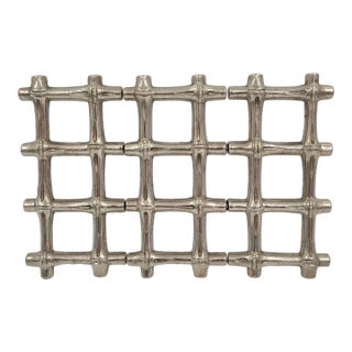 Vintage Silverplate Faux Bamboo Expanding Trivet For Sale