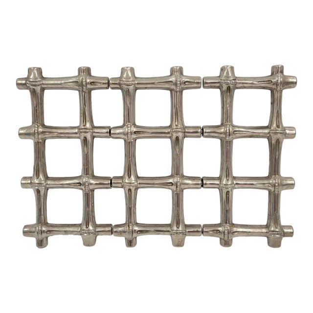 Vintage Silverplate Faux Bamboo Expanding Trivet For Sale