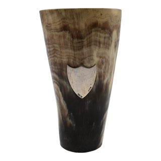 Mid 18th Century Horn Cup With Sterling Silver Placard For Sale