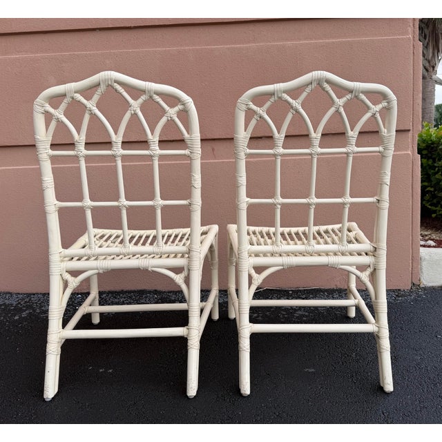 Ivory Vintage McGuire San Francisco Cathedral Back Rattan Dining Chairs – A Pair For Sale - Image 8 of 11