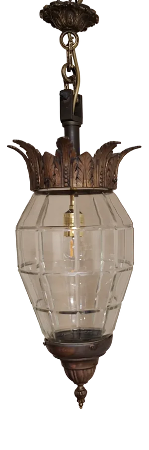 Large Antique Lantern-Shaped Ceiling Lamp, 1900s