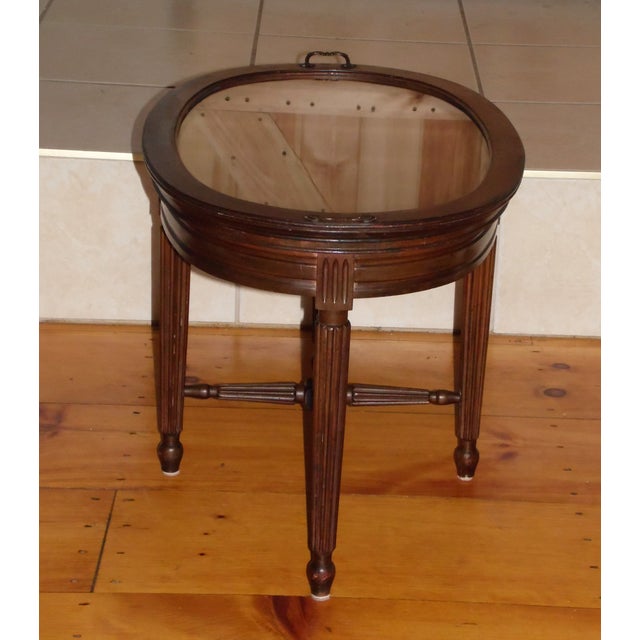 Vintage Federal Mahogany Oval Tea Table Butler's Coffee Table Glass