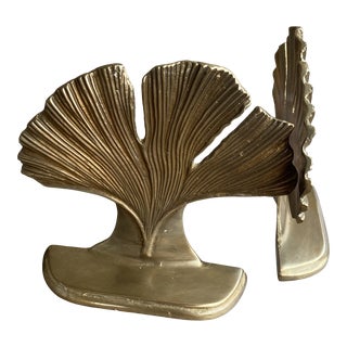 Vintage Hollywood Regency Brass Sea Fan Bookends - a Pair For Sale